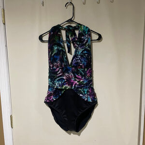 MagicSuit Women Plus Black Multi Halter One Piece Swimsuit